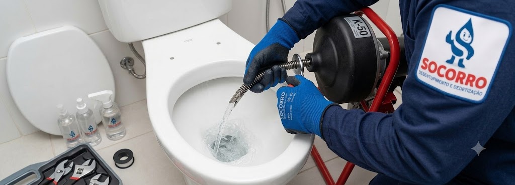 Profissional realizando Desentupidora de Vasos Sanitários em Itapema