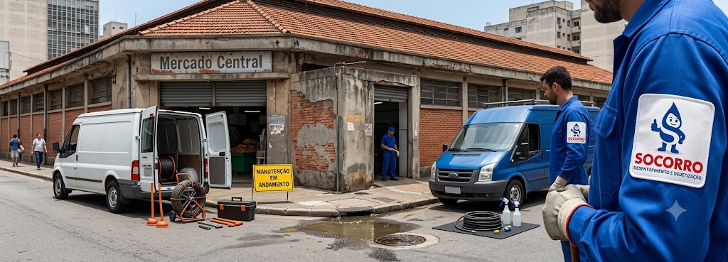 Profissional realizando Desentupimento e Manutenção Preventiva para Comércios e Empresas em Itapema